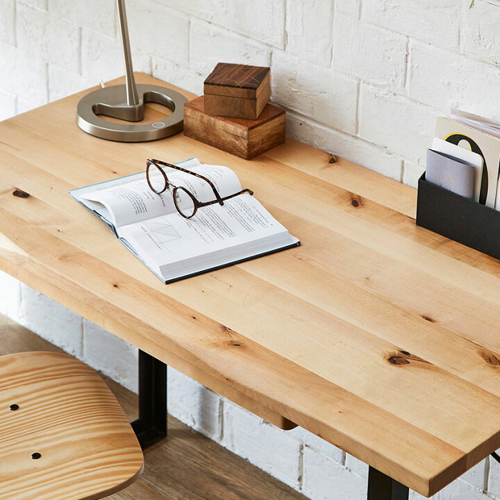 楽天市場】デスク バーチ 無垢材 天然木 机 引き出し付き テレワーク  