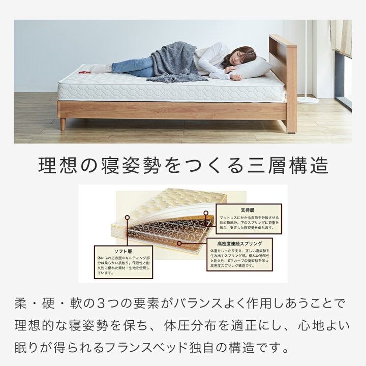 楽天市場】収納ベッド ベッド シングル セミダブル フランスベッド 