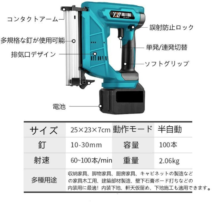 楽天市場】電動タッカー コードレス 充電式 タッカー 電動 強力 釘打ち 