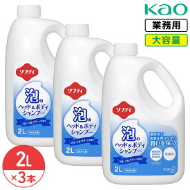 最大400円クーポン配布中 花王 ソフティ 泡のヘッド&ボディシャンプー 2L × 3本 1ケース フローラルグリーンの香り 業務用 大容量 詰め替え 全身 病院 介護施設 入浴ケア 濃密泡 弱酸性 保湿 うるおい