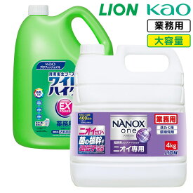 ライオン NANOX one ナノックスワン ニオイ専用4kg 衣料用洗濯洗剤 洗濯洗剤 / 花王 ワイドハイター EXパワー 4.5L 漂白剤 セット 詰め替え 大容量 業務用 LION ライオンハイジーン
