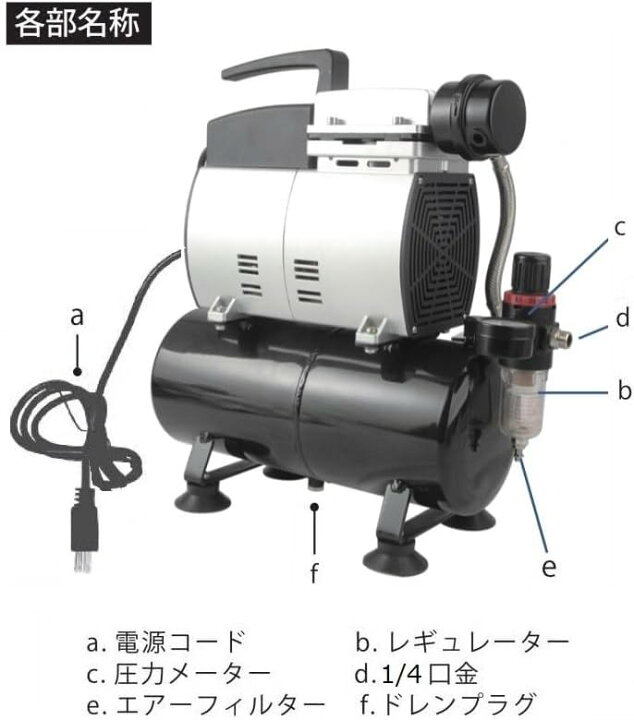 楽天市場】エアーコンプレッサー 100v オイルレス 4L 静音オイルレス 