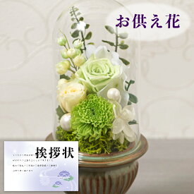 お供え 花 プリザーブドフラワー 白雨 グリーン ガラスドーム 御供 御供え物 お供え物 供花 お彼岸 枕花 お盆飾り 初盆 新盆 法事 仏事 弔事 命日 月命日 一周忌 三周忌 初七日 四十九日 法要 仏花 (DB) [仏] [花] 喪中見舞 年賀欠礼 喪中はがき ギフト 1dy