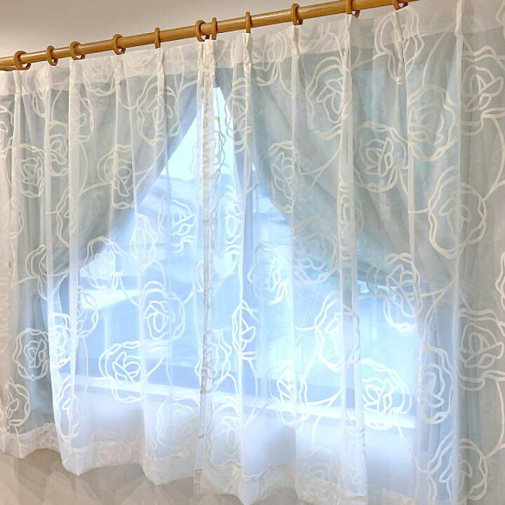 楽天市場】レースカーテン (ロザリー) 100×228cm(2枚入り) バラ柄 