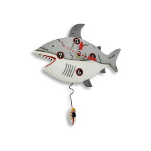 �A�����f�U�C�� �Ǌ|�����v �U��q���v �T�� �V���[�N �C���e���A �I�u�W�F Allen Designs `Surf at Risk` Shark Wall Clock with Surfer Pendulum