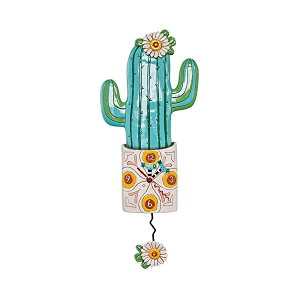 AfUC Ǌ|v Uqv T{e CeA IuWF Allen Designs P1856 Whimsical Cactus Pendulum Wall Clock Desert Bloom