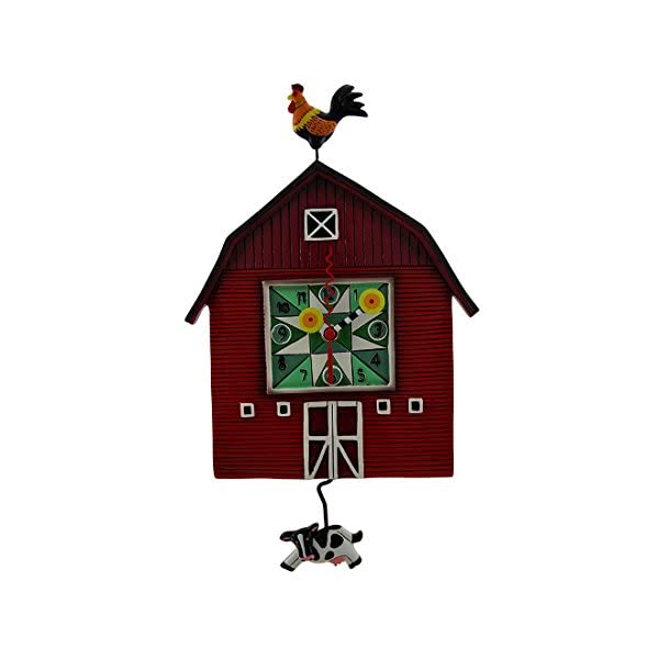 アレンデザイン アウトレットセール 特集 壁掛け時計 振り子時計 レッドバーンヤード 家 鶏 ニワトリ 風見鶏 インテリア オブジェ Allen with Pendulum Wall 堅実な究極の Yard Barn Red Clock Cow Shaped Swinging Designs