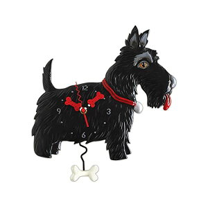 AfUC Ǌ|v Uqv  Ck CeA IuWF Allen Designs "Scottie" Whimsical Black Scottish Terrier Dog Pendulum Wall Clock