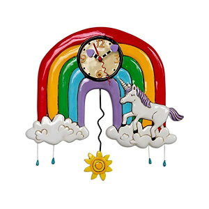 AfUC Ǌ|v Uqv  C{[ CeA IuWF Allen Designs "Rainbows & Unicorns" Whimsical Pendulum Wall Clock