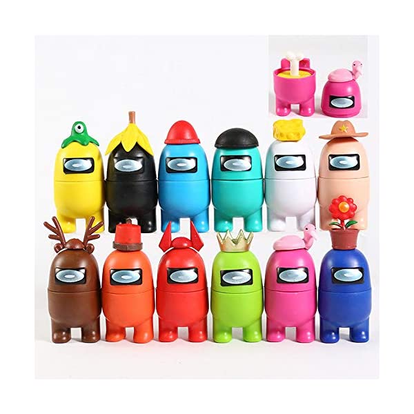 12PCS Cartoon Dolls Collection Collection Party Gift Among Us Figure Toy Cartoon Dolls Decoration Christmas Birthday Collection Party Gift per i Fan del Gioco Gioco Figure Bambole Colore Casuale 