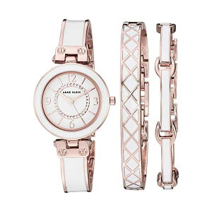 �A���N���C�� Anne Klein �r���v �E�H�b�` ���v ���f�B�[�X �����p �X�����t�X�L�[ Anne Klein Women's Swarovski Crystal Accented Gold-Tone Bangle Watch AK/3296WTST Bracelet Set
