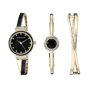 �A���N���C�� Anne Klein �r���v �E�H�b�` ���v ���f�B�[�X �����p �X�����t�X�L�[ Anne Klein Women's Swarovski Crystal Accented Gold-Tone Watch Bangle Set
