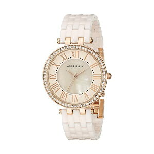 �A���N���C�� Anne Klein �r���v �E�H�b�` ���v ���f�B�[�X �����p �X�����t�X�L�[ Anne Klein Women's AK/2130RGLP Swarovski Crystal-Accented Rose Gold-Tone and Light Pink Ceramic Bracelet Watch