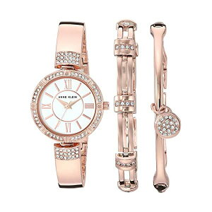 �A���N���C�� Anne Klein �r���v �E�H�b�` ���v ���f�B�[�X �����p �X�����t�X�L�[ Anne Klein Women's Swarovski Crystal Accented Bangle Watch Bracelet Set