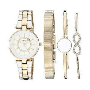 ANC Anne Klein rv EHb` v fB[X p XtXL[ Anne Klein Women's Swarovski Crystal Accented Gold-Tone Watch Bracelet Set