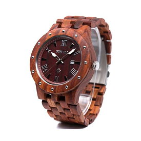 ビーウェル BEWELL ウッドウォッチ 木製腕時計 メンズ 男性用 W109A-RD Bewell Men's Wooden Watches Handmade Date Display Analog Quartz Luminous Wristwatch