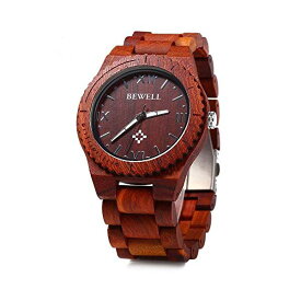 ビーウェル BEWELL ウッドウォッチ 木製腕時計 W065A Bewell W065A Lightweight Vintage Wooden Watch Men Quartz Luminous Pointers Wrist Watch