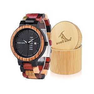 {{o[h BOBO BIRD rv ؐ v EbhEHb` Y jp BOBO BIRD Natural Wood Watch Colorful Mens Wooden Watches Week & Date Display Japanese Quartz [ug Chronograph Unique Wristwatch for Men