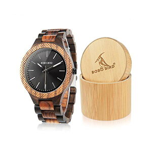 {{o[h BOBO BIRD rv ؐ v EbhEHb` Y jp BOBO BIRD Men's Retro Zebra Wooden Watch, Large Size Quartz Watch with Black Face Wristwatch Best Gift