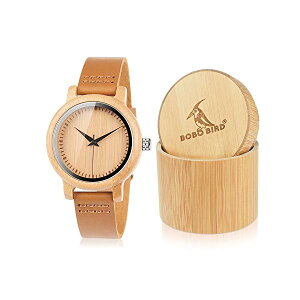 {{o[h BOBO BIRD | rv ؐ v EbhEHb` fB[X p BOBO BIRD Women's Bamboo Wooden Watch with Brown Cowhide Leather Strap Analog Quartz Casual Watches