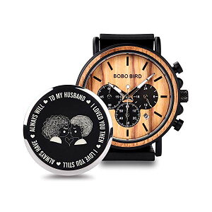 {{o[h BOBO BIRD rv ؐ v EbhEHb` Y jp BOBO BIRD Mens Personalized Engraved Wooden Watches, Stylish Wood & Stainless Steel Combined Quartz Casual Wristwatches for Men Family Friends Customized Gift
