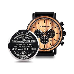 {{o[h BOBO BIRD rv ؐ v EbhEHb` Y jp BOBO BIRD Mens Personalized Engraved Wooden Watches, Stylish Wood & Stainless Steel Combined Quartz Casual Wristwatches for Men Family Friends Customized Gift