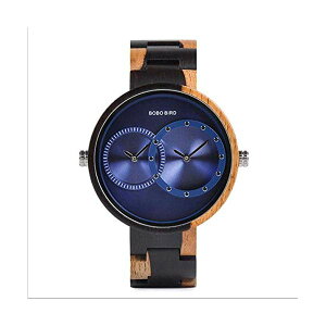 {{o[h BOBO BIRD rv ؐ v EbhEHb` Y jp BOBO BIRD Watch Men 2 Time Zone Wooden Quartz Watch Lover Wristwatches in Wooden Box,Blue