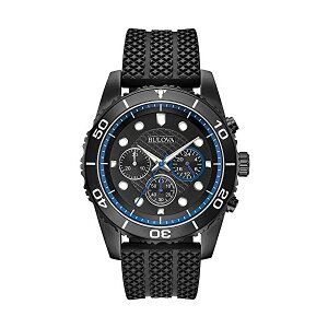 u[o rv EHb` BULOVA 98A211 v NVbN NmOt Y jp Bulova Classic Chronograph Mens Watch, Stainless Steel with Black Stainless Steel Strap, Black (Model: 98A211)