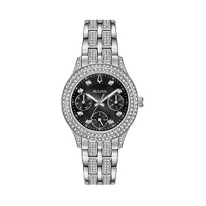 u[o rv EHb` BULOVA 96N110 v NH[c fB[X p Bulova Women's Swarovski Crystal Quartz Watch with Stainless-Steel Strap, Silver, 16 (Model: 96N110)