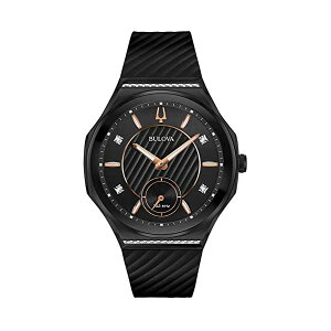 u[o rv EHb` BULOVA 98R240 v J[u fB[X p Bulova Curv Ladies Watch, Stainless Steel with Black Silicone StrapDiamond , Black (Model: 98R240)
