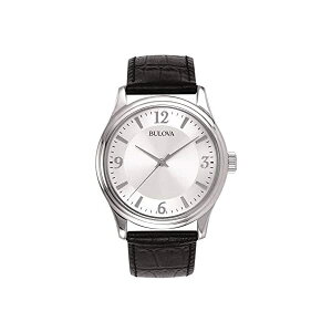 u[o rv EHb` BULOVA 96A28 v Y jp Bulova Silver Dial Black Leather Band Mens Watch