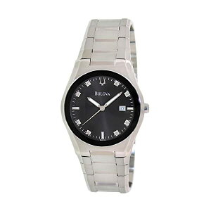 �u���[�o �r���v �E�H�b�` BULOVA 96D104 ���v �����Y �j���p Bulova Men's 96D104 Black Dial 8 Diamonds Bracelet Watch