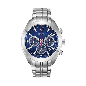 �u���[�o �r���v �E�H�b�` BULOVA 96B285 ���v �N�H�[�c �N���m�O���t �����Y �j���p Bulova Men's 96B285 Quartz Chronograph Blue Dial Silver Tone 44mm Watch