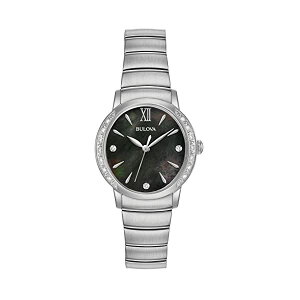 �u���[�o �r���v �E�H�b�` BULOVA 96R213 ���v �N�H�[�c ���f�B�[�X �����p Bulova Women's Quartz Stainless Steel Dress Watch, Color:Silver-Toned (Model: 96R213)