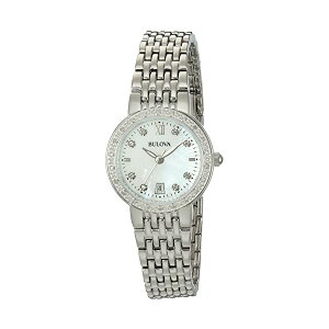 �u���[�o �r���v �E�H�b�` BULOVA 96R203 ���v �N�H�[�c ���f�B�[�X �����p Bulova Women's Quartz Watch with Silver-Plated-Stainless-Steel Strap, 14 (Model: 96R203)