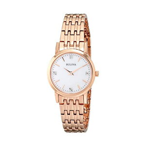 �u���[�o �r���v �E�H�b�` BULOVA 97P106 ���v �A�i���O �N�H�[�c ���f�B�[�X �����p Bulova Women's 97P106 Diamond Gallery Analog Display Japanese Quartz Rose Gold Watch