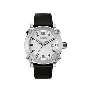�u���[�o �r���v �E�H�b�` BULOVA 63B191 ���v �I�[�g�}�`�b�N �������� �A�i���O �A�i���O �����Y �j���p Bulova Accu Swiss Percheron Men's Automatic Watch with Silver Dial Analogue Display and Black Silicone Strap 63B191