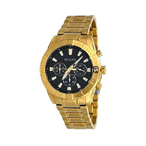 u[o rv EHb` BULOVA 97A165 v NmOt Y jp Bulova 97A165 Men's Gold Tone Stainless Steel Black Dial Chronograph Sports Watch