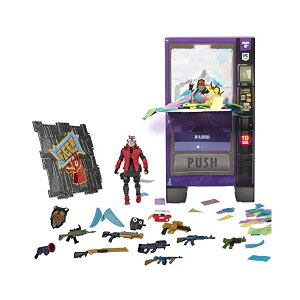 tH[giCg tBMA l`  ObY v[g Fortnite Vending Machine, Features 4 Inch X-Lord Action Figure, Includes 9 Weapons, 4 Back Bling, and 4 Building Material Pieces