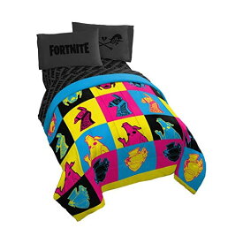 フォートナイト ベッドカバー 枕カバー ベッドセット インテリア おもちゃ グッズ ラマ ピーリー ヴァーテックス Jay Franco Fortnite Neon Warhol 5 Piece Full Bed Set Includes Comforter & Sheet Set Bedding Features Llama, Peely (Official Fortnite Product)