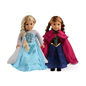 AiƐ̏2 GT Ai  l` h[ tBMA fBYj[ sweet dolly Elsa and Anna Princess Costumes for 18 Inch American Girl Doll Clothes