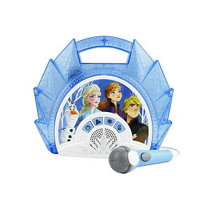 AiƐ̏2 JIP WJZ  ̂ y  ObY Frozen 2 Sing Along Boombox with Microphone, Built in Music, Flashing Lights, Real Working Mic for Kids Karaoke Machine, Connects Mp3 Player Aux in Audio Device