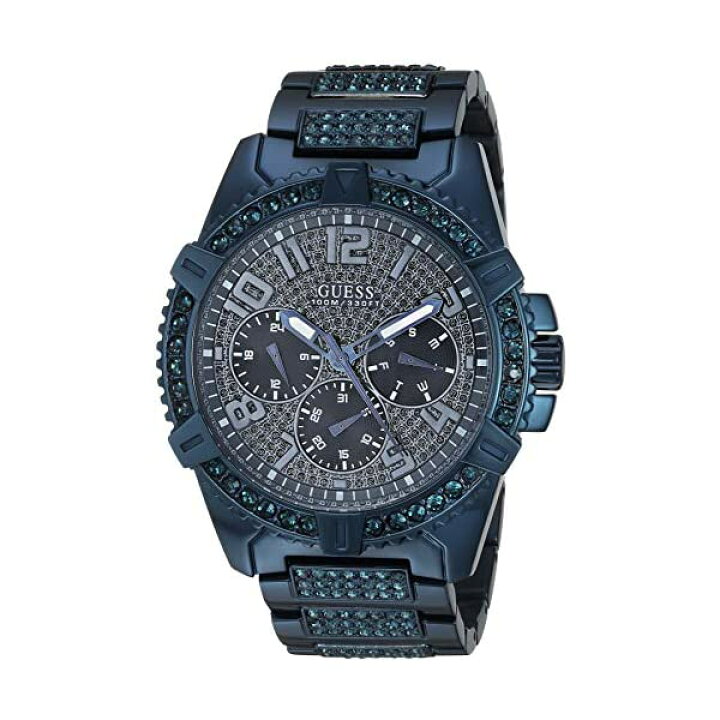 GUESS Black Gold-Tone Glitz Stain Resistant Silicone Watch with