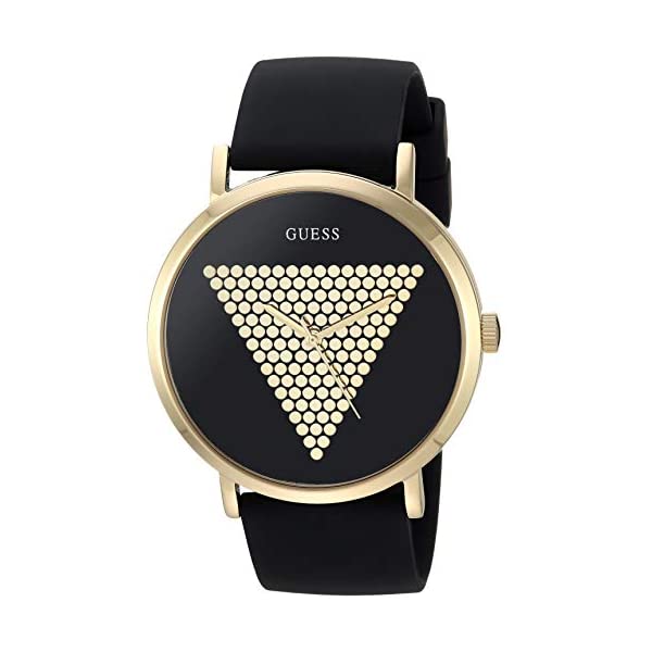 モデル着用＆注目アイテム テレビで話題 ゲス 腕時計 GUESS U1161G1 ウォッチ 時計 Iconic Studded Black and Gold-Tone Logo Silicone Watch. Color: Model: U1161G2 rameshrichard.com rameshrichard.com