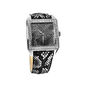 QX rv GUESS U0050L1 fB[X p EHb` v GUESS Women's U0050L1 Gunmetal Classic Glamour Python-Print Watch