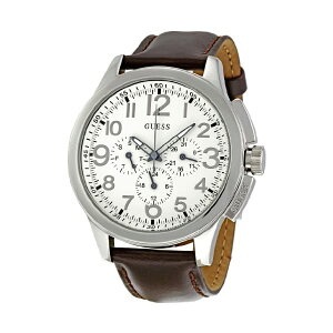 �Q�X �r���v GUESS W10562G1 �����Y �j���p �E�H�b�` ���v GUESS Men's W10562G1 Round Case Cream Dial Brown Leather Strap Watch