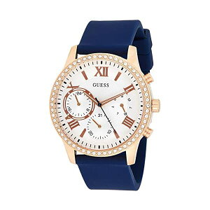 QX rv GUESS W1135L3 fB[X p EHb` v GUESS Women's Stainless Steel Quartz Fitness Watch with Rubber Strap, Blue, 20 (Model: W1135L3)