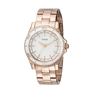 �Q�X �r���v GUESS U0557L2 ���f�B�[�X �����p �E�H�b�` ���v GUESS Women's U0557L2 Stainless Steel Rose Gold-Tone Mid-Size Watch with White Top Ring