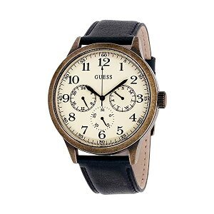 �Q�X �r���v GUESS W1101G2 �����Y �j���p �E�H�b�` ���v Guess Boulder White Dial Leather Strap Men's Watch W1101G2