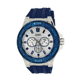 ゲス 腕時計 GUESS W0674G4 メンズ 男性用 ウォッチ 時計 Guess Men's Force 45mm Blue Silicone Band Steel Case Quartz White Dial Analog Watch W0674G4